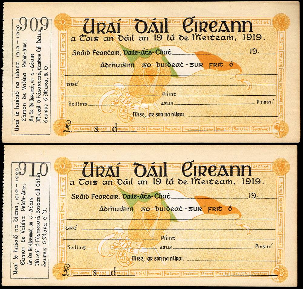1919 Dil ireann receipts for donations. (2) at Whyte's Auctions