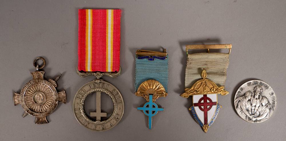 1860 Papal Brigade Medal to Irish Volunteers against Garibaldi, and related medals. (5) at Whyte's Auctions