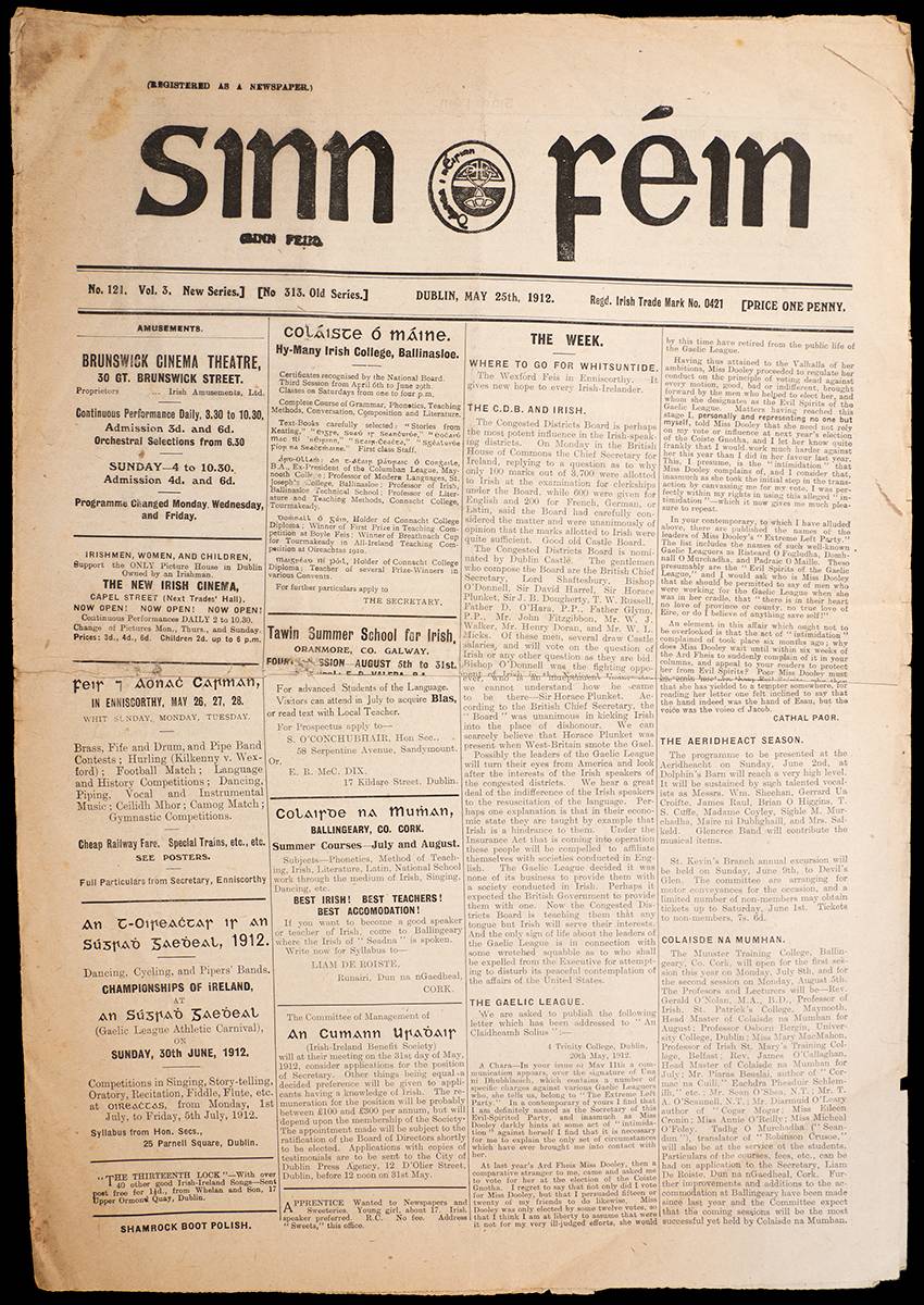 1912 (14 December) to 1913 (26 July) periodicals - Sinn F�in  (10) and Saoirse Freedom (6). at Whyte's Auctions