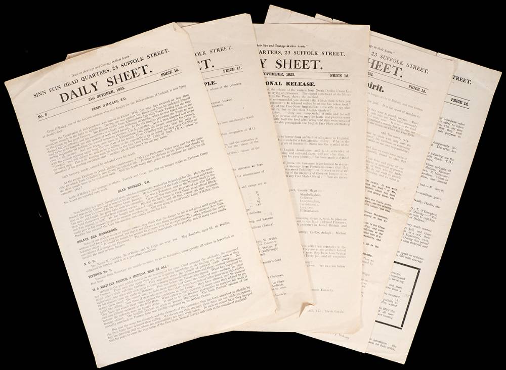 1922 Anti Treaty forces War News and Daily Sheet. at Whyte's Auctions