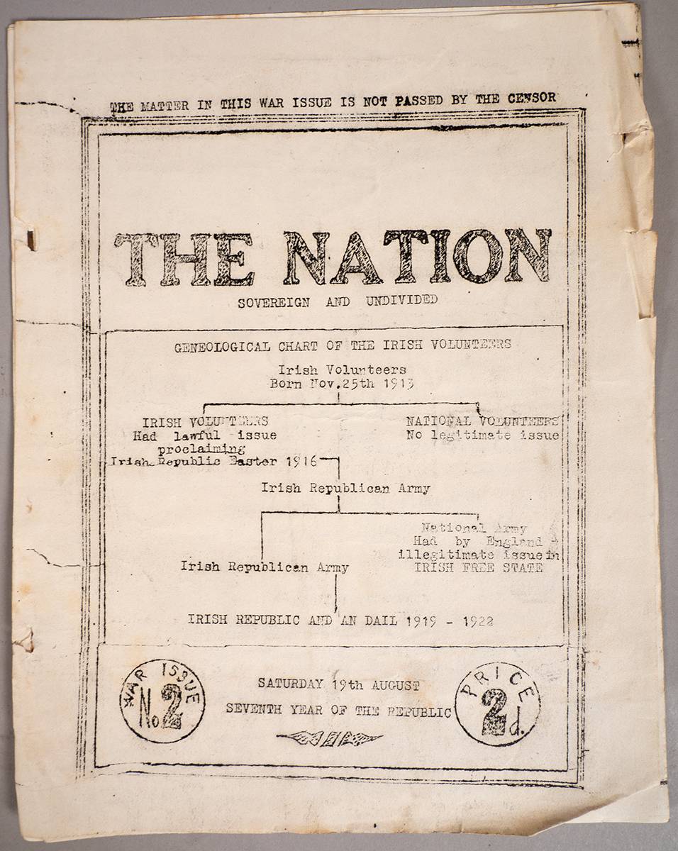 1922 (19 August - 12 September) Civil War. 'The Nation' Anti-Treaty 'War Issue' journal. (16) at Whyte's Auctions