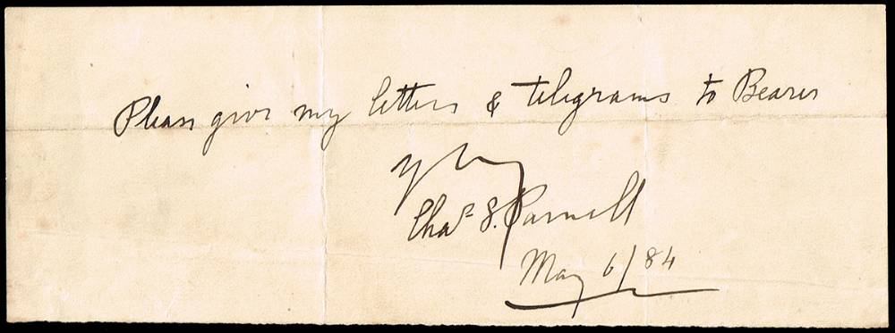 1833 Daniel O'Connell signature and 1884 Charles Stewart Parnell signature. at Whyte's Auctions