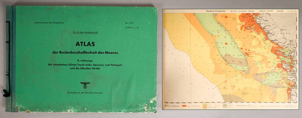 1943 German U-Boat Atlas of Atlantic Coast of France, Spain, Portugal and Gibraltar. at Whyte's Auctions