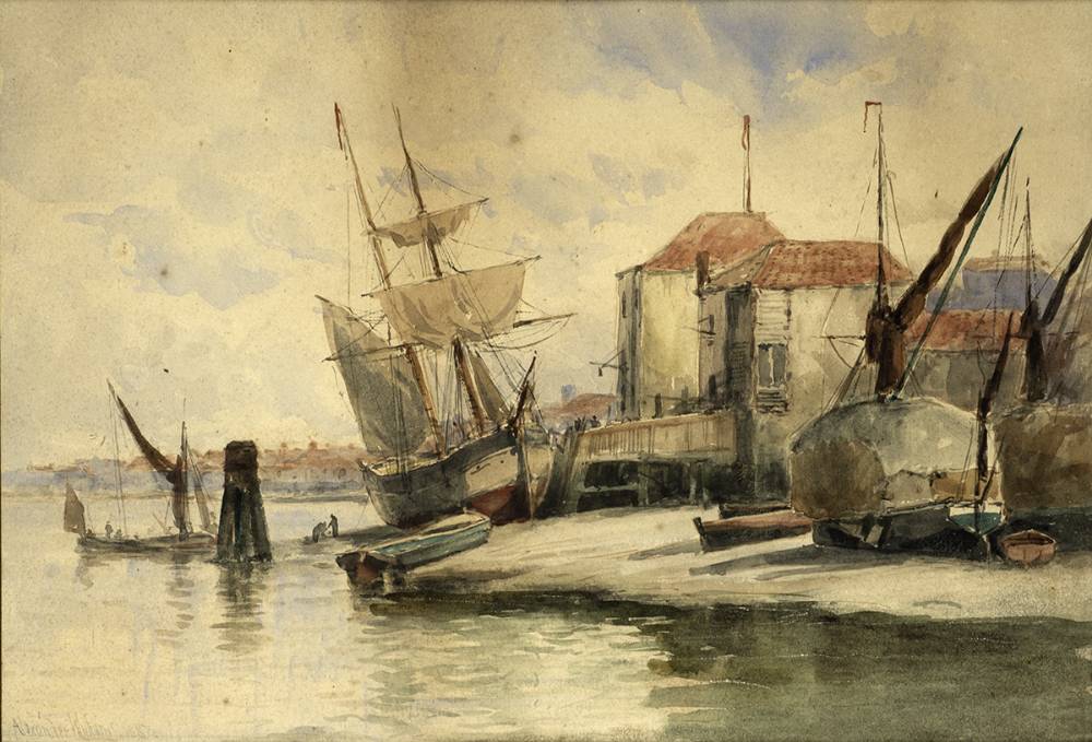 SAILING SHIPS AT REST, 1887 by Alexander Williams sold for 100 at Whyte's Auctions
