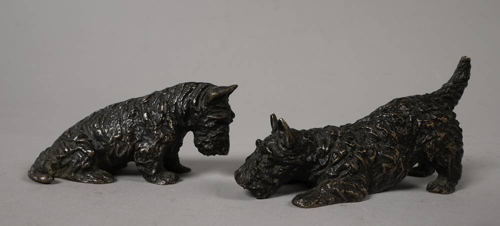 SCOTTIE DOGS: ONE SEATED, ONE CROUCHING (A PAIR) by Marguerite Kirmse sold for �750 at Whyte's Auctions