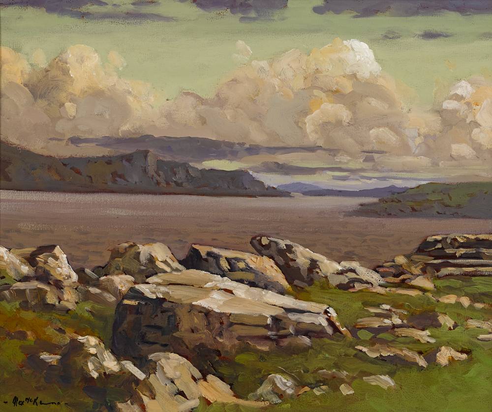 VIEW FROM PURTEEN HARBOUR, ACHILL, COUNTY MAYO by Alex McKenna sold for 290 at Whyte's Auctions