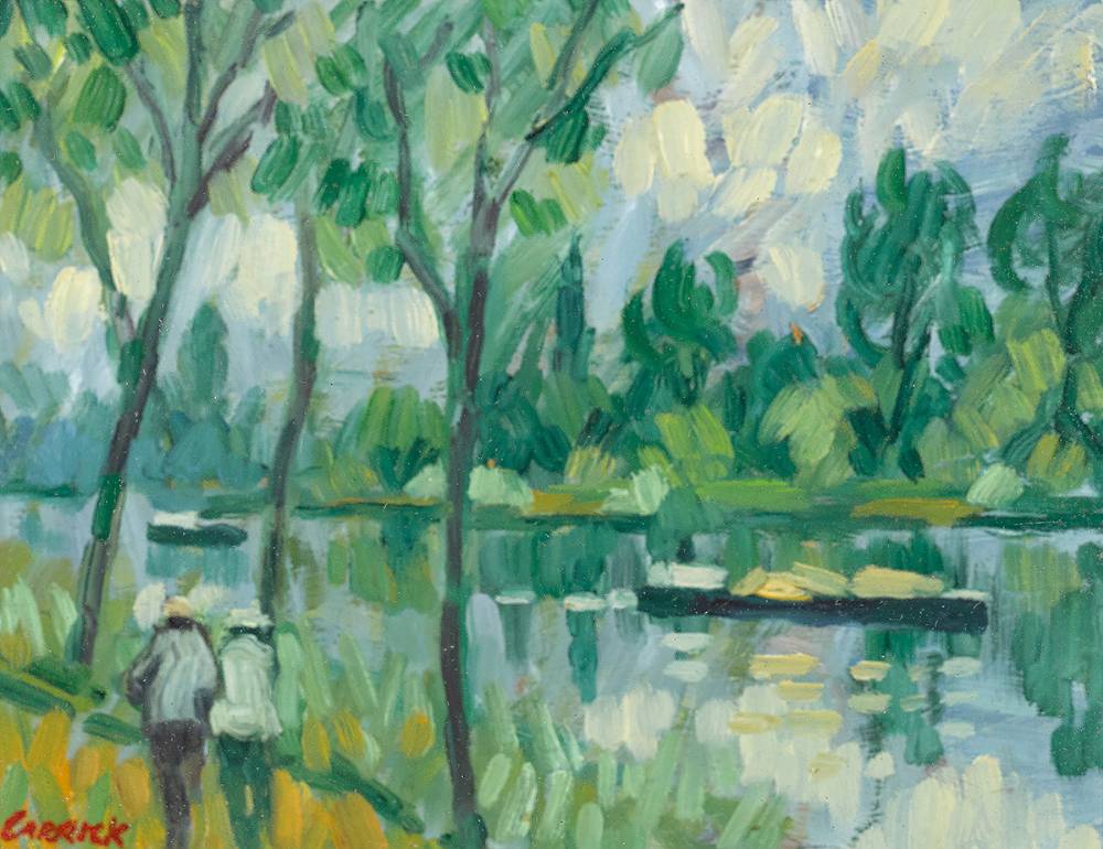 A WALK BY THE SEINE AT VERNON by Desmond Carrick RHA (1928-2012) at Whyte's Auctions