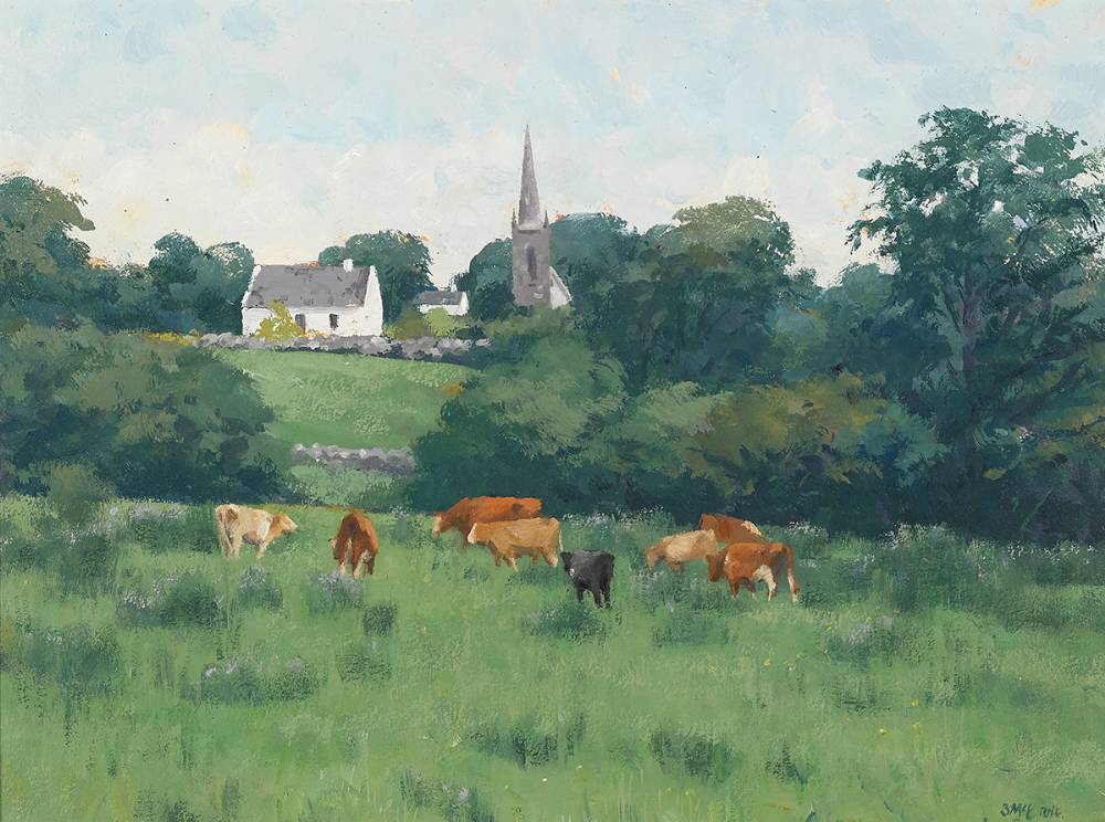 PASTURE AT COROFIN, COUNTY CLARE by Brett McEntagart RHA (b.1939) at Whyte's Auctions