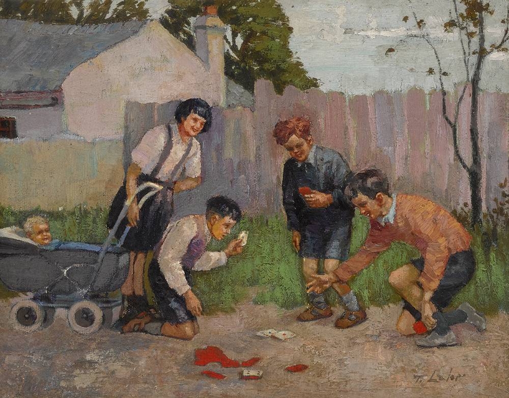 CHILDREN PLAYING CARDS by Tom Lalor (fl.1940s) at Whyte's Auctions