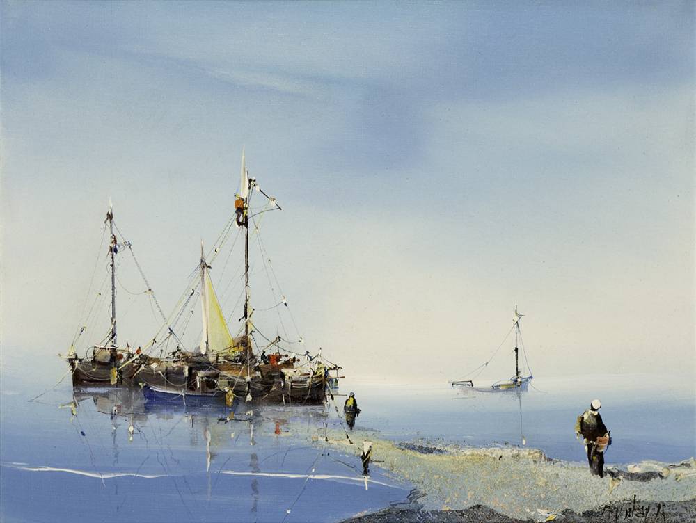 FIGURES AND BOATS by Jorge Aguilar-Agon sold for �210 at Whyte's Auctions