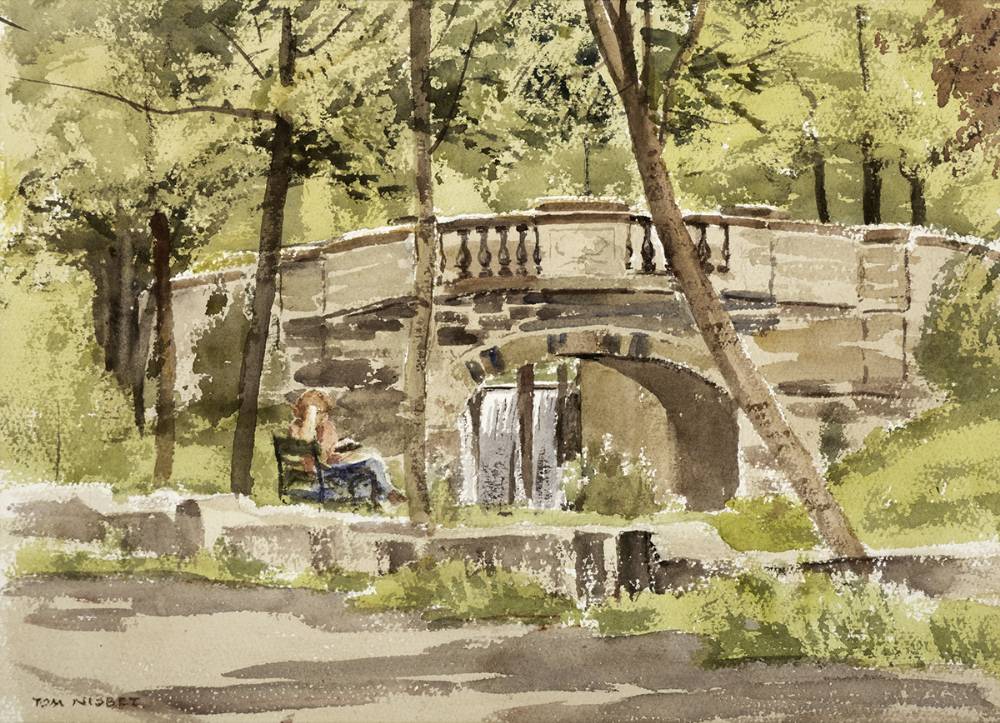 QUIET READ AT HUBAND BRIDGE, DUBLIN by Tom Nisbet sold for 200 at Whyte's Auctions