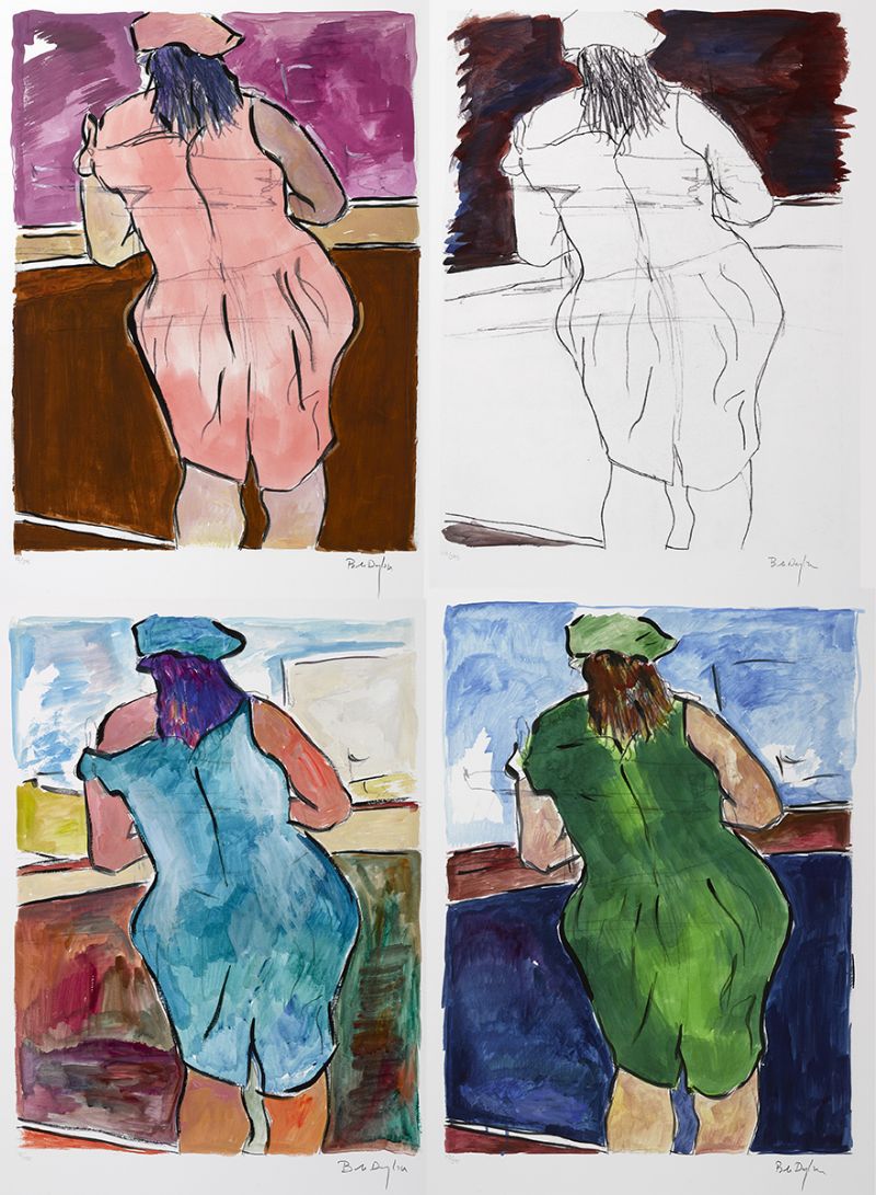 WOMAN IN RED LION PUB - PORTFOLIO [SET OF FOUR] [THE DRAWN BLANK SERIES], 2008 by Bob Dylan (American, b.1941) at Whyte's Auctions