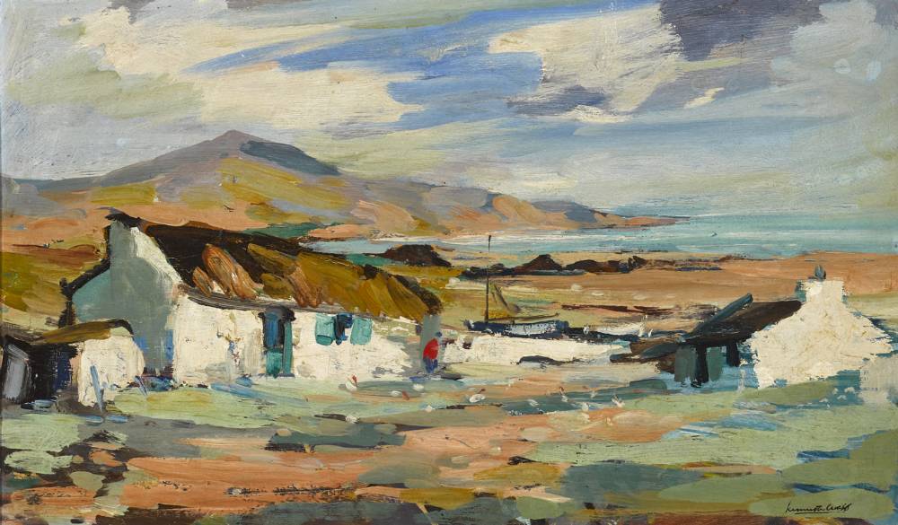 COTTAGES BY THE COAST by Kenneth Webb RWA FRSA RUA (b.1927) at Whyte's Auctions