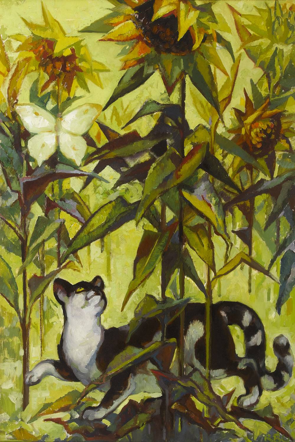 CAT AND SUNFLOWERS by Rosaleen Brigid Ganly sold for �1,200 at Whyte's Auctions