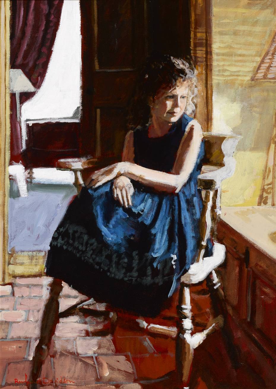 GIRL IN A BLUE DRESS by Rowland Davidson (b.1942) at Whyte's Auctions