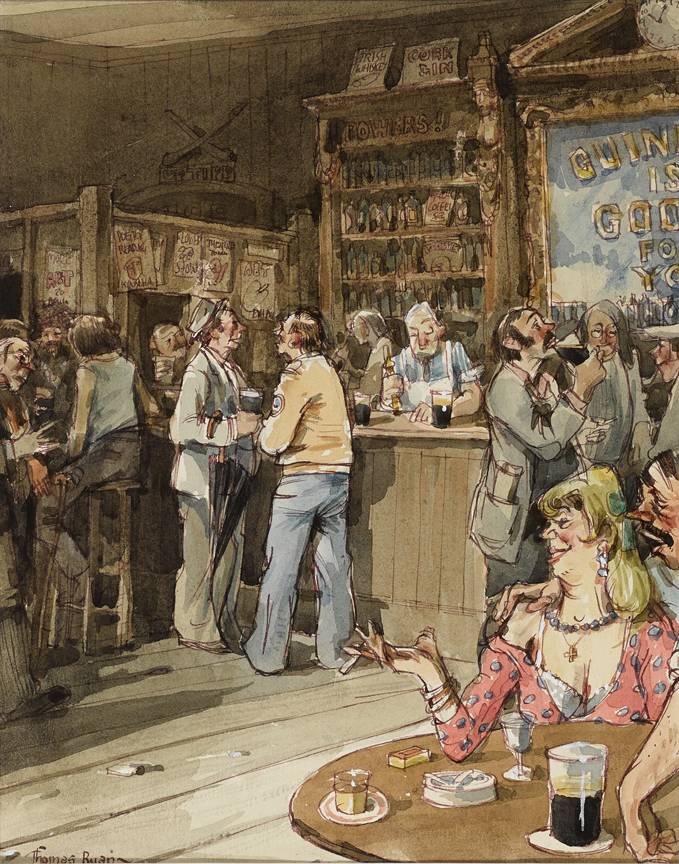 DUBLIN PUB INTERIOR by Thomas Ryan PPRHA (1929-2021) at Whyte's Auctions