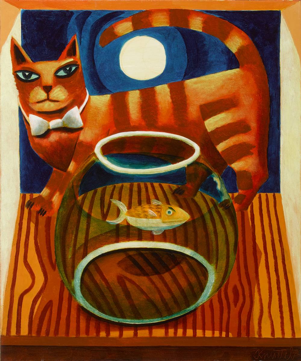 CAT AND FISH IN FISHBOWL by Graham Knuttel (b.1954) at Whyte's Auctions