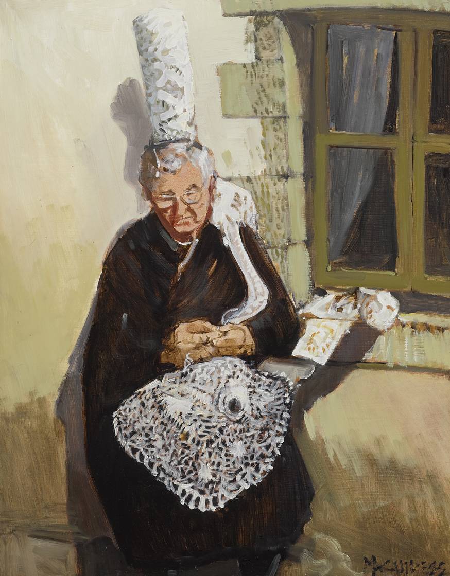 LACE MAKER, GUILVINEC, BRITTANY by Cecil Maguire RHA RUA (1930-2020) at Whyte's Auctions