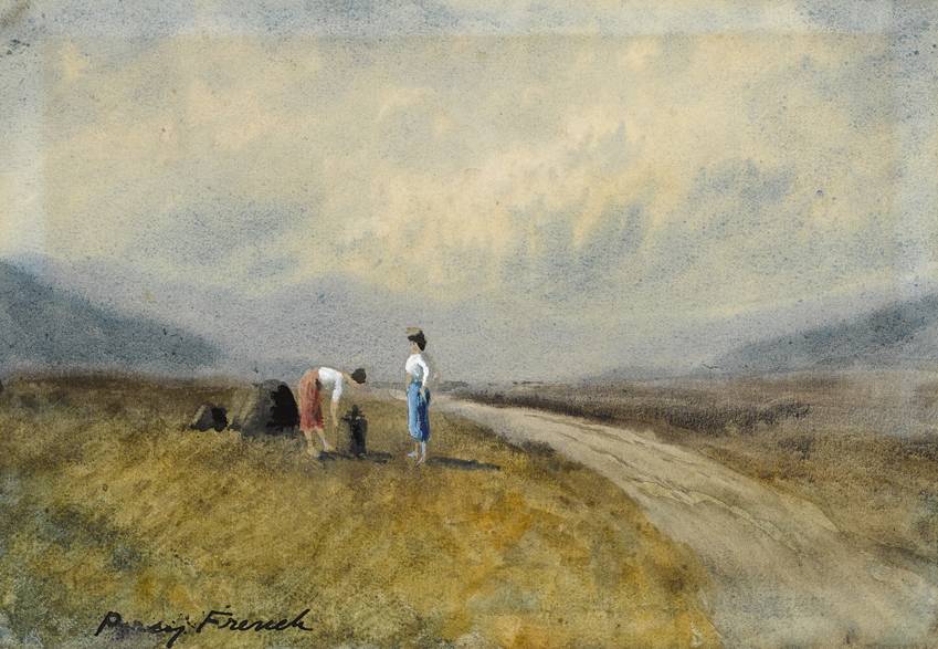 COLLECTING TURF, WEST OF IRELAND by William Percy French (1854-1920) at Whyte's Auctions