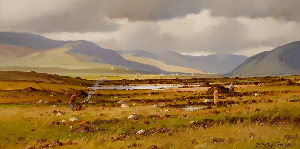 STACKING AT MAAM BOG, COUNTY GALWAY by Arthur H. Twells RUA (1921-1996) at Whyte's Auctions
