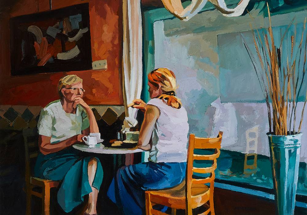 TEA IN THE AFTERNOON, MARKET STREET, PORTADOWN, 2003 by Trevor McElnea (b. 1957) at Whyte's Auctions