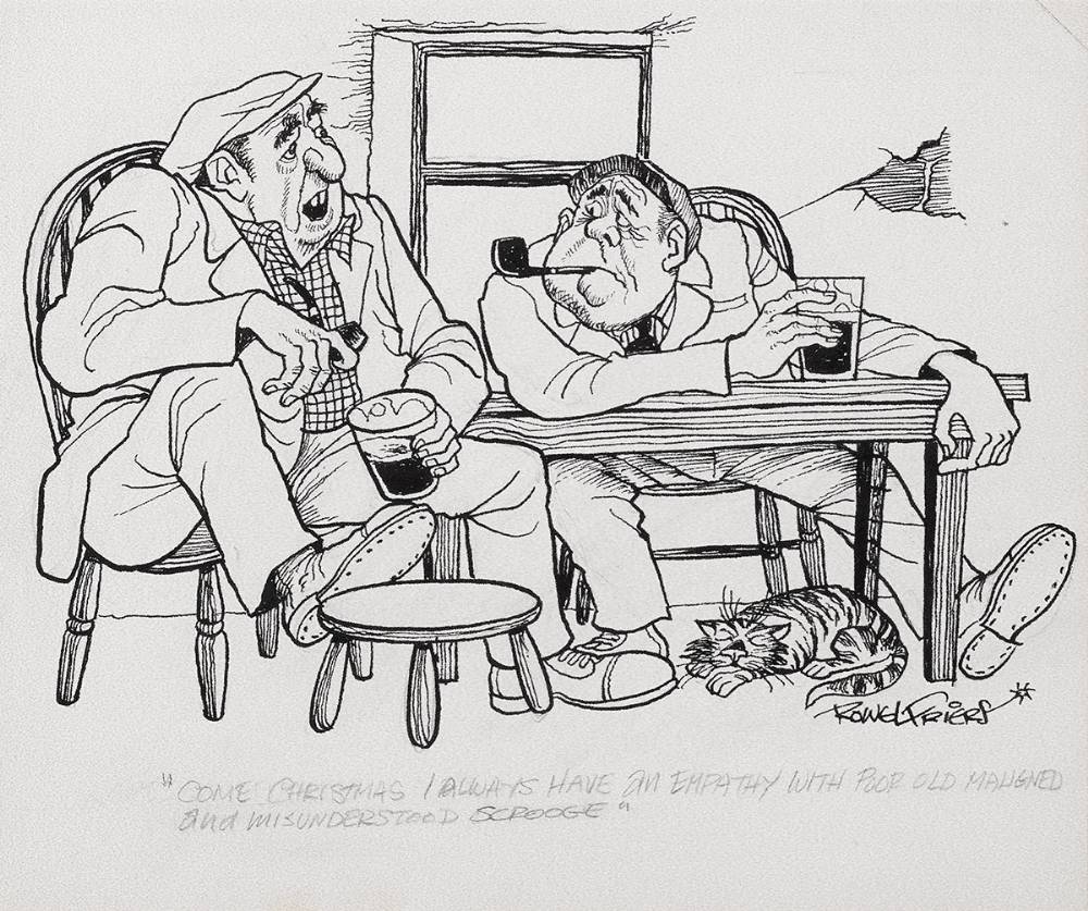 COME CHRISTMAS I ALWAYS HAVE AN EMPATHY WITH POOR OLD MALIGNED AND MISUNDERSTOOD SCROOGE by Rowel Boyd Friers MBE PRUA (1920-1998) at Whyte's Auctions