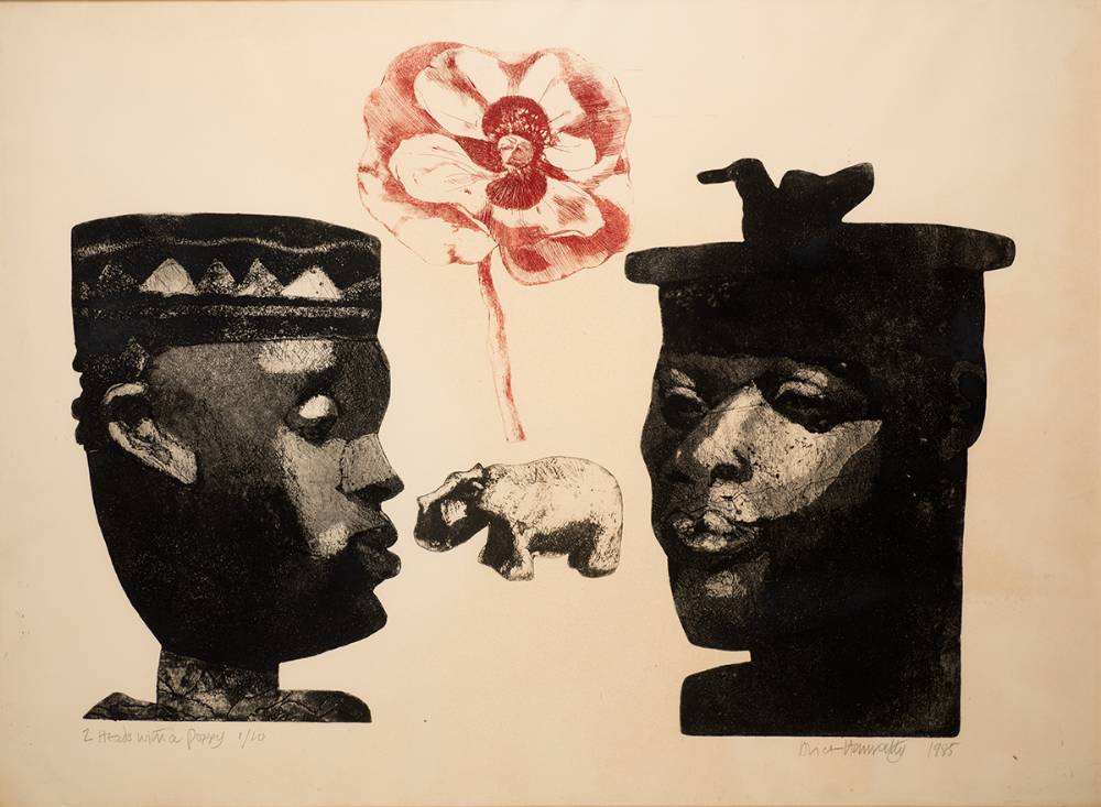 TWO HEADS WITH A POPPY, 1985 by Alice Hanratty sold for �190 at Whyte's Auctions