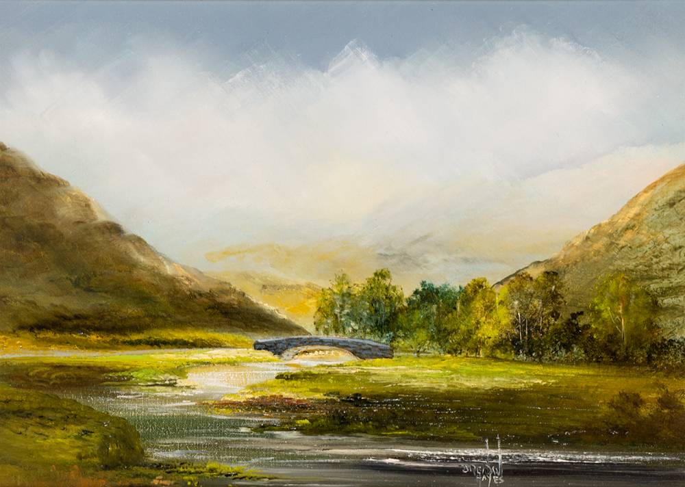 VIEW ON THE BUNDORRAGHA RIVER, NEAR DELPHI, COUNTY MAYO, 1990 by Brendan Hayes  at Whyte's Auctions