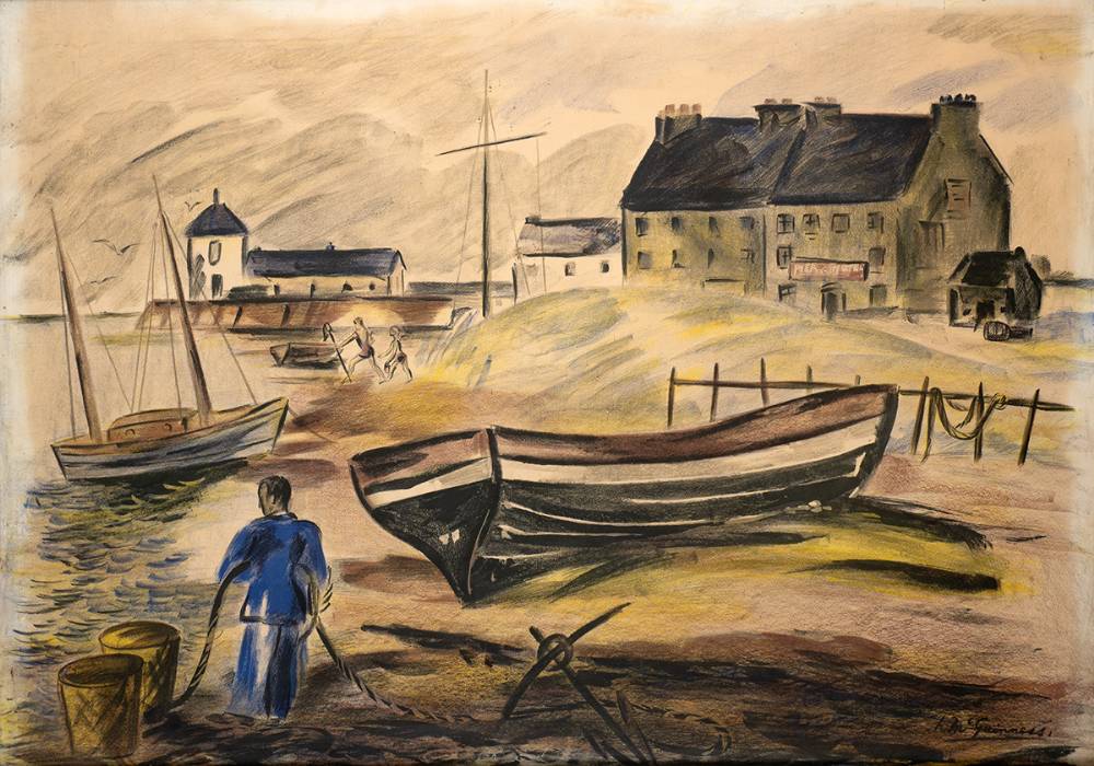 FISHERMAN'S BEACH, 1937 by Norah McGuinness sold for 640 at Whyte's Auctions