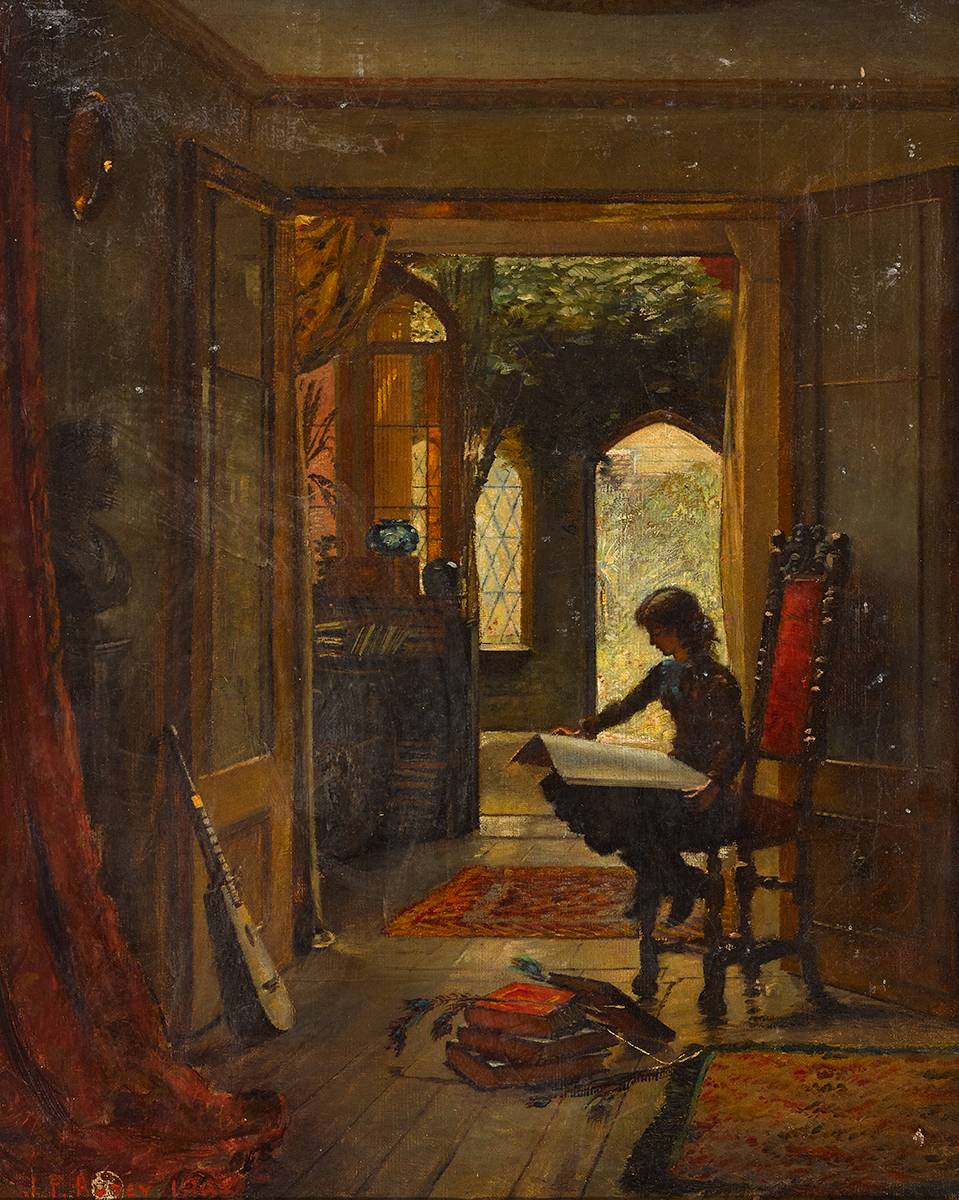 GIRL READING, 1883 by Joseph Poole Addey sold for �850 at Whyte's Auctions