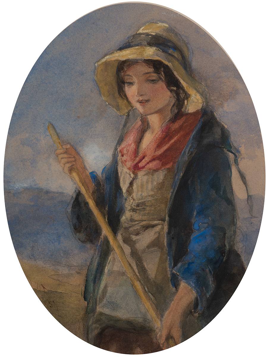 GIRL WITH A HAND RAKE, 1854 by Francis William Topham RA OWS (1808-1877) at Whyte's Auctions