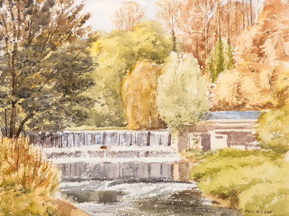 DODDER WEIR, COUNTY DUBLIN by Tom Nisbet RHA (1909-2001) at Whyte's Auctions