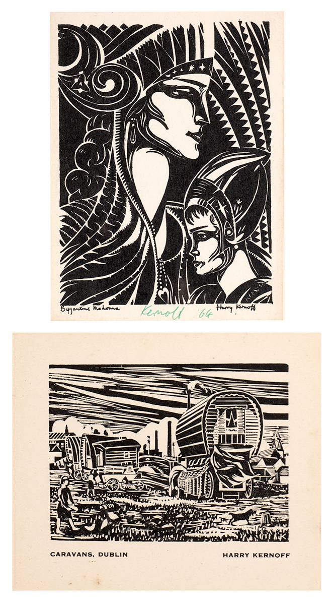 BYZANTINE MADONNA and CARAVANS, DUBLIN (A PAIR) by Harry Kernoff RHA (1900-1974) at Whyte's Auctions