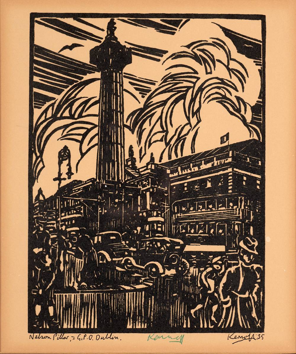 NELSON'S PILLAR, GPO, DUBLIN, 1935 by Harry Kernoff RHA (1900-1974) at Whyte's Auctions