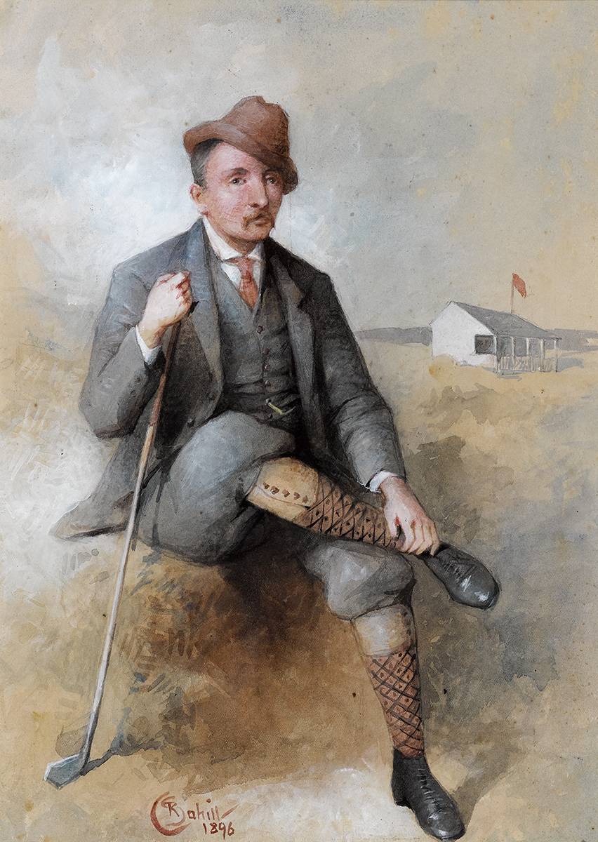 GOLFER AT LAHINCH, COUNTY CLARE, 1896 by Richard Staunton Cahill (1826-1904) at Whyte's Auctions