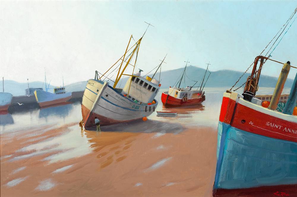BEACHED TRAWLERS, DINGLE, COUNTY KERRY by Tom Roche (b.1940) (b.1940) at Whyte's Auctions