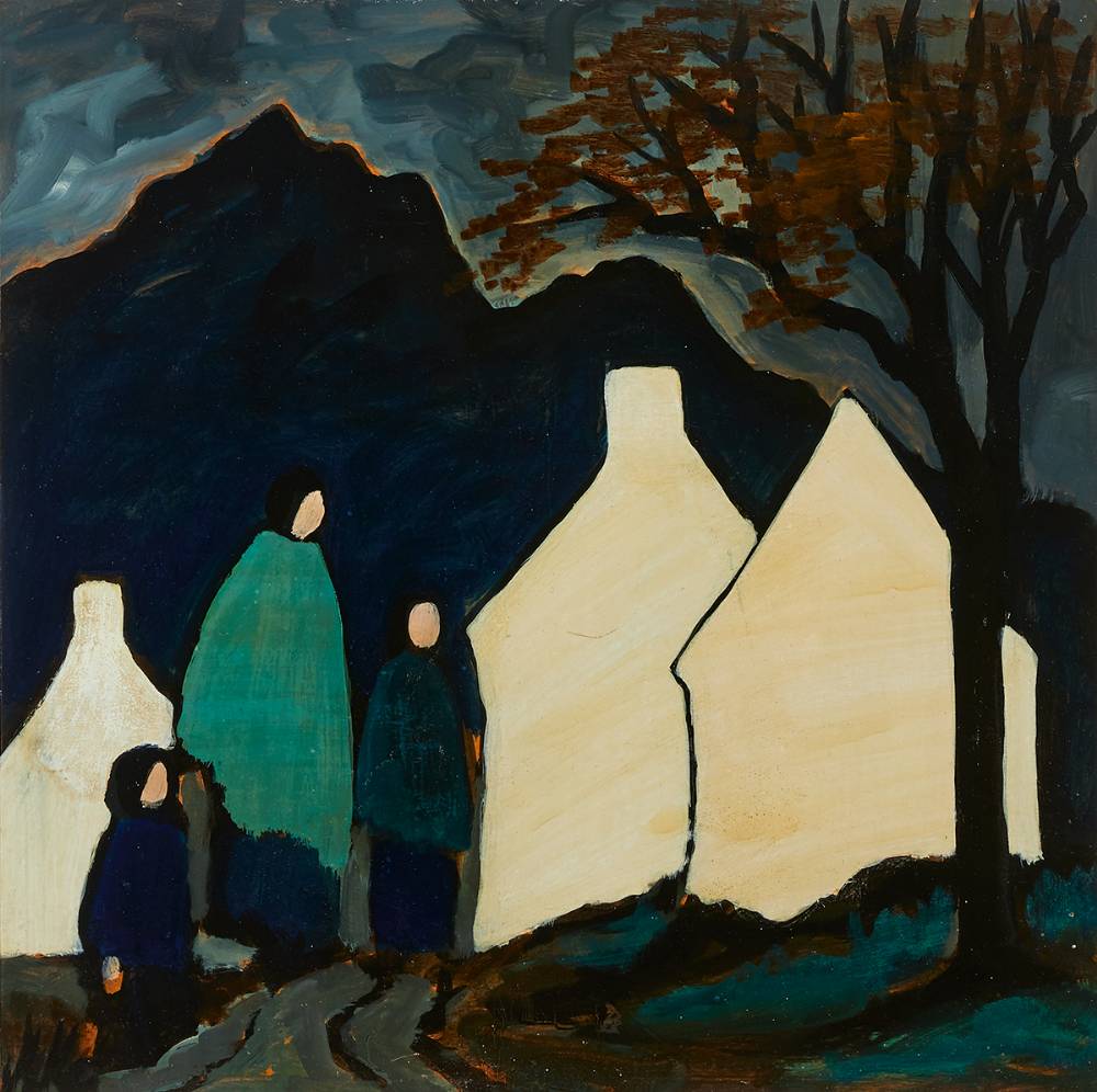 FIGURES BY A VILLAGE by Markey Robinson (1918-1999) at Whyte's Auctions