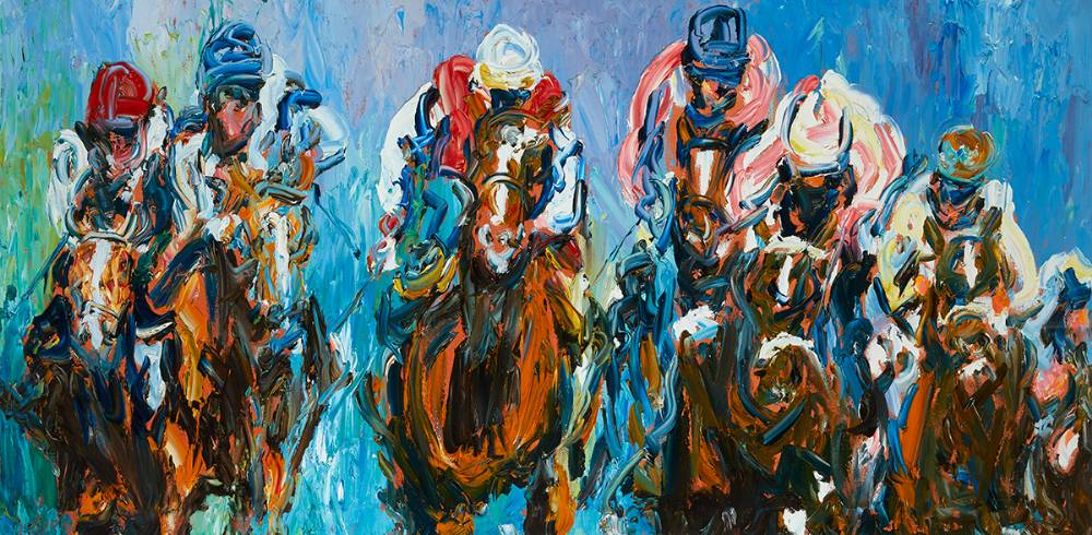 RACING TO THE FINISH by Liam O'Neill (b.1954) at Whyte's Auctions