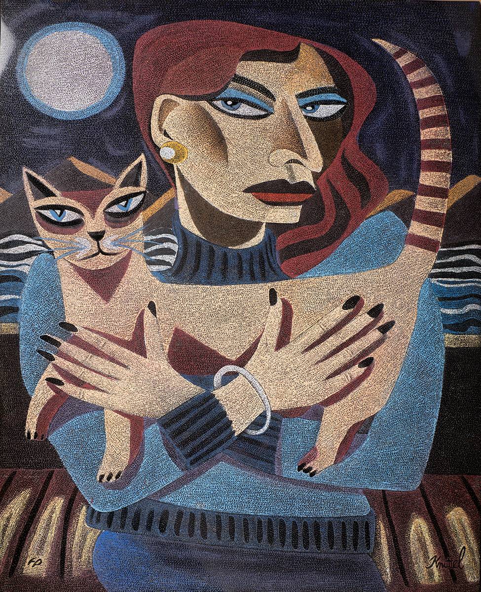 WOMAN AND CAT by Graham Knuttel (b.1954) at Whyte's Auctions