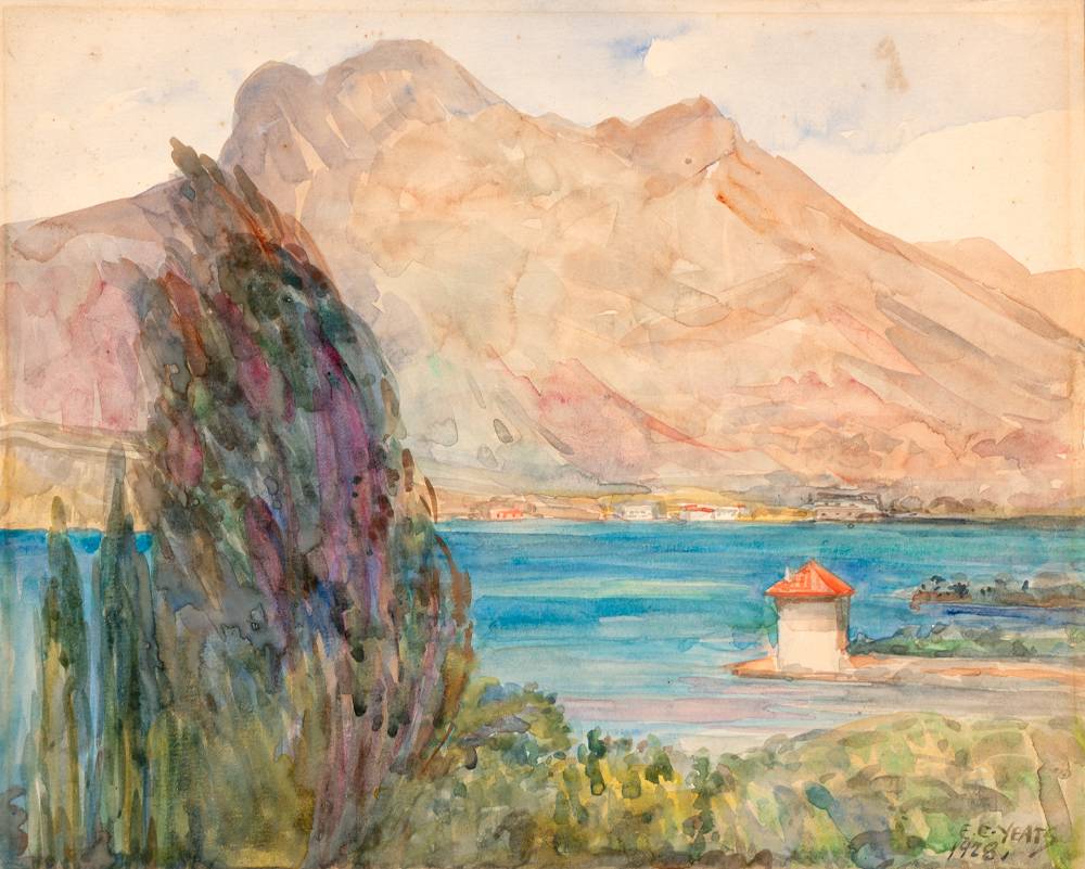 TORBOLE, LAKE GARDA, 1928, LAKE GARDA, 1929, BALCONY SCENE, 1896 and VIEW FROM BALCONY OF MY ROOM, HYRES, 1895 (SET OF FOUR) by Elizabeth Corbet 'Lolly' Yeats (1868-1940) at Whyte's Auctions