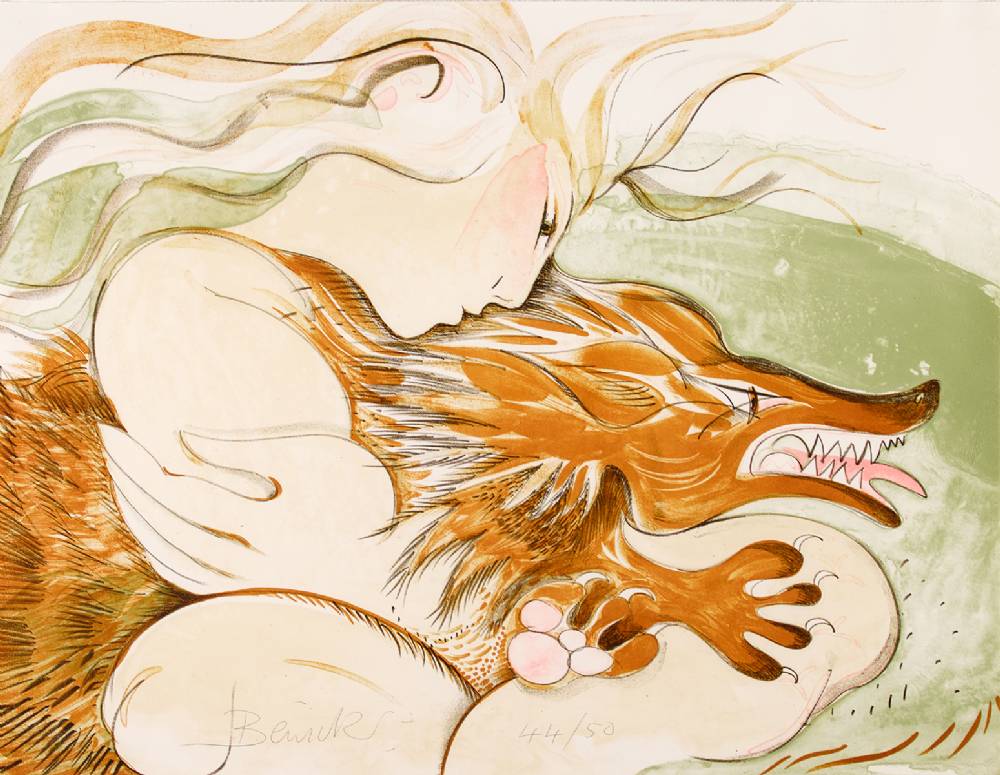 WOMAN AND FOX by Pauline Bewick sold for 600 at Whyte's Auctions