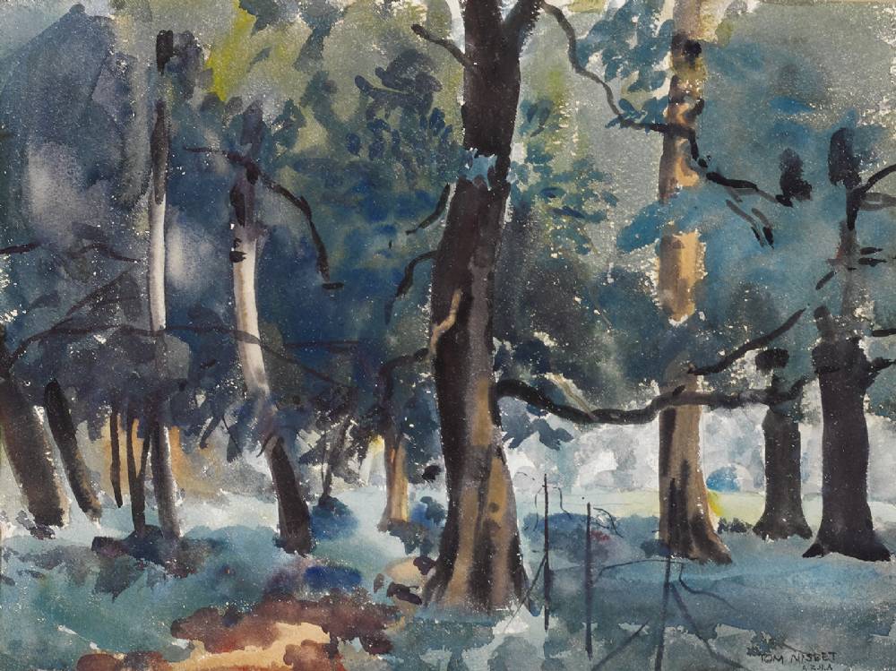 WOODLAND SCENE by Tom Nisbet RHA (1909-2001) at Whyte's Auctions