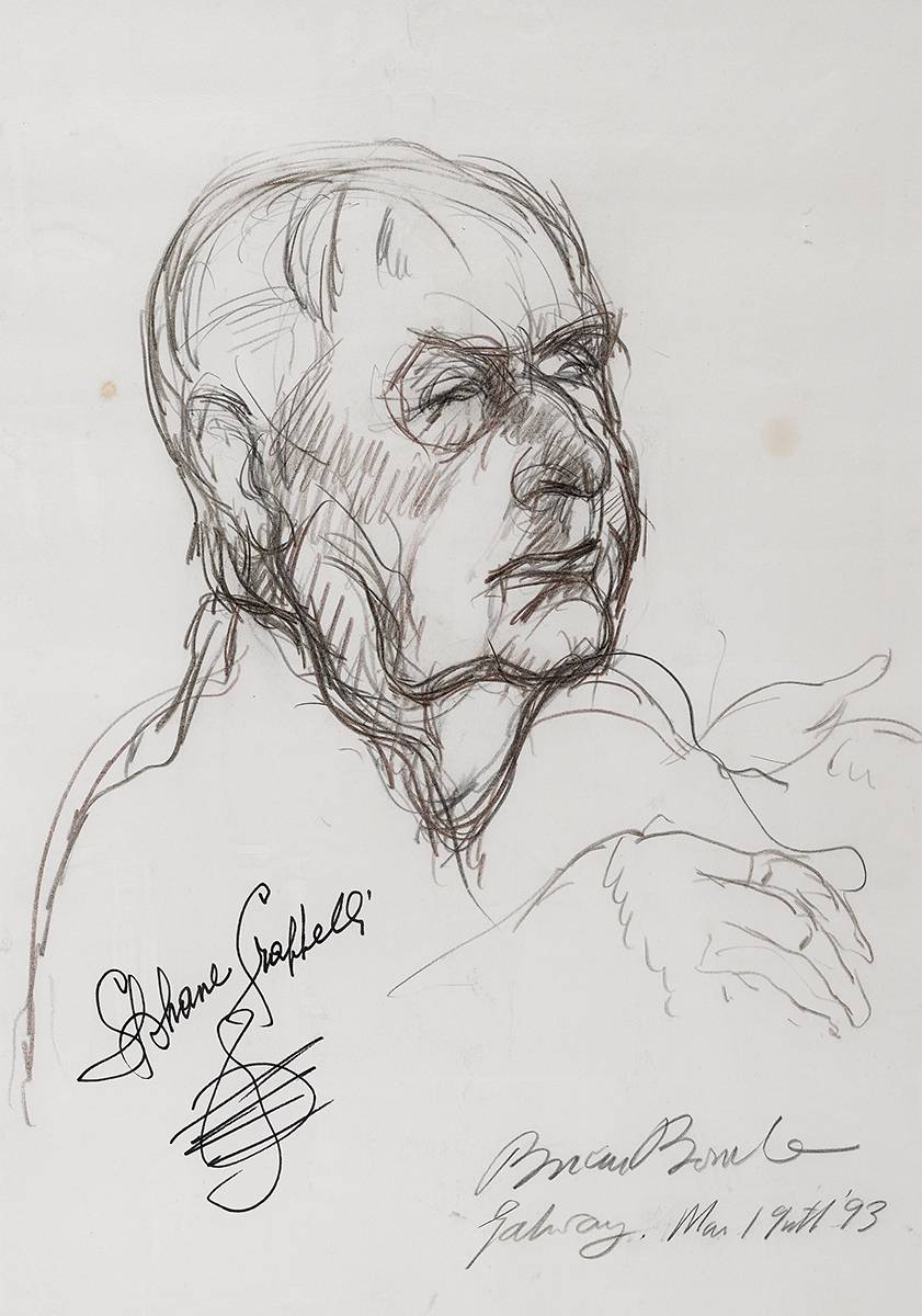 PORTRAIT OF STPHANE GRAPPELLI, 1993 by Brian Bourke HRHA (b.1936) at Whyte's Auctions
