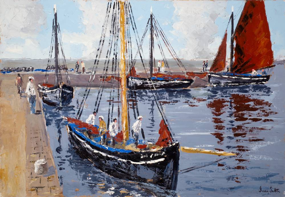 GALWAY HOOKERS, KINVARA, COUNTY GALWAY by Ivan Sutton (b.1944) at Whyte's Auctions