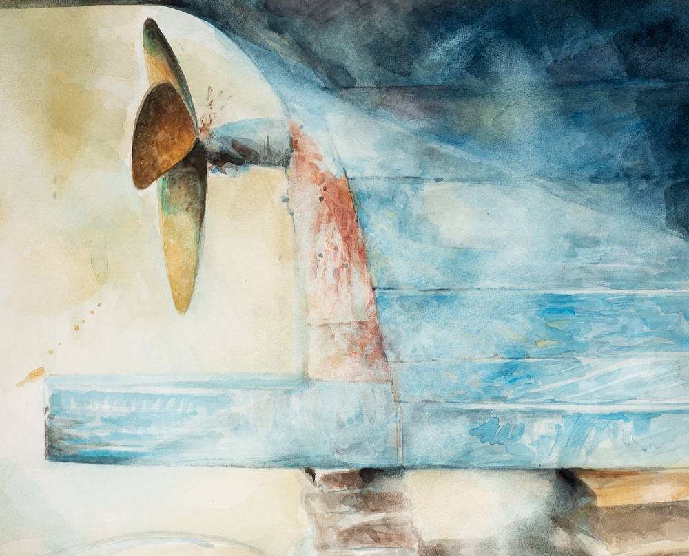BLUE BOAT, BALTIMORE, 1982 by Floyd Placzek sold for 200 at Whyte's Auctions