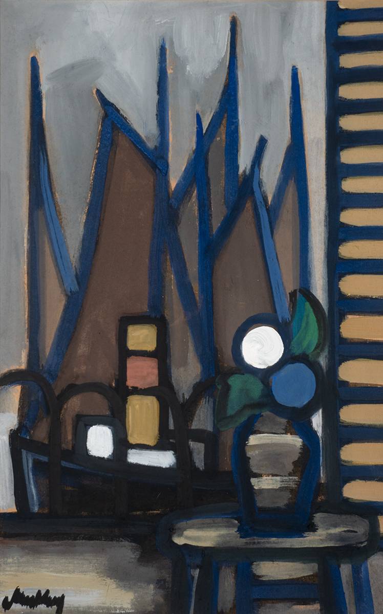 VIEW OF BOATS FROM A WINDOW by Markey Robinson (1918-1999) at Whyte's Auctions