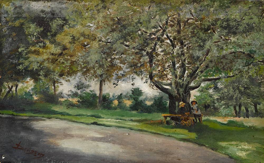 TWO CHILDREN IN A PARK by Lilian Lucy Davidson ARHA (1893-1954) at Whyte's Auctions