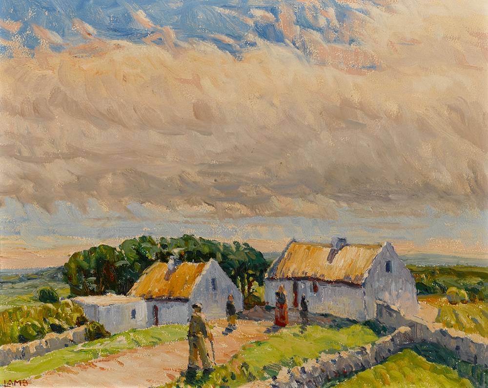 FIGURES AND COTTAGES, WEST OF IRELAND by Charles Vincent Lamb RHA RUA (1893-1964) at Whyte's Auctions