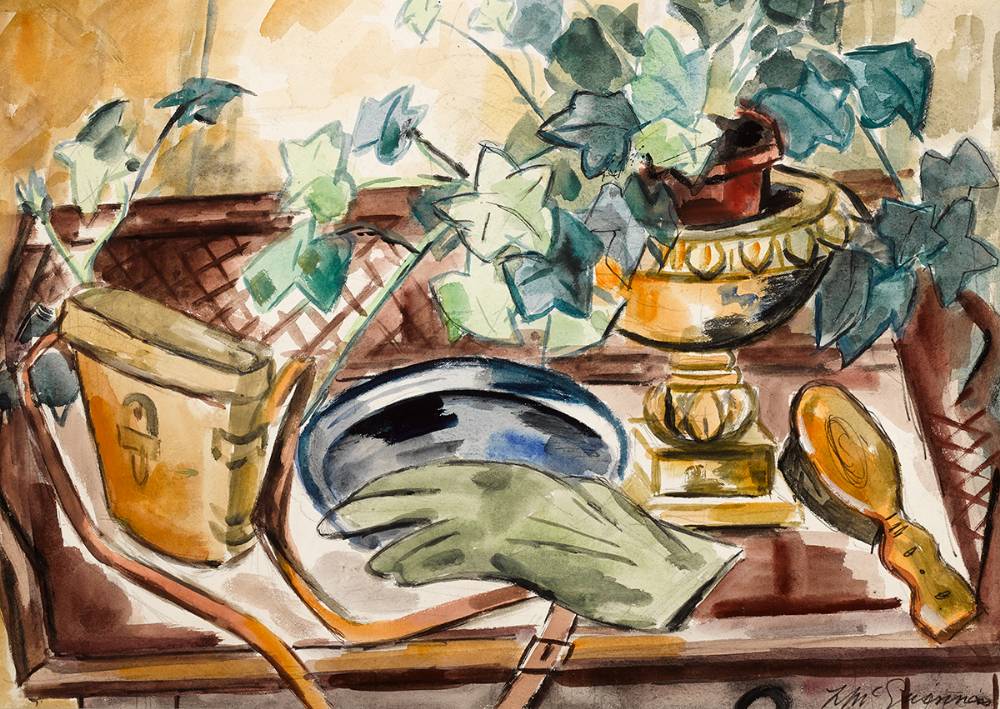 HALL TABLE STILL LIFE by Norah McGuinness HRHA (1901-1980) at Whyte's Auctions