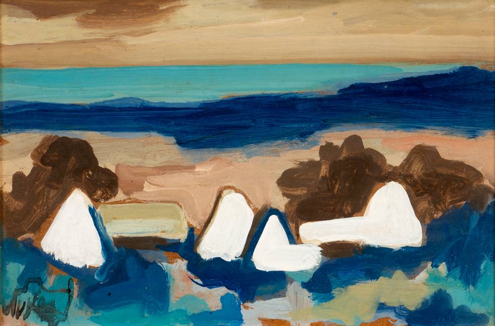 LANDSCAPE WITH COTTAGES by Markey Robinson (1918-1999) at Whyte's Auctions